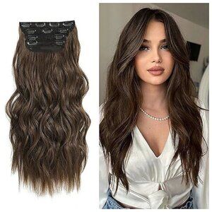4Pcs Naturally Soft Hair Extensions, Medium Brown